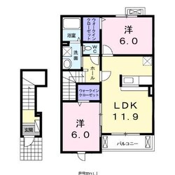 上安永 徒歩5分 2階の物件間取画像